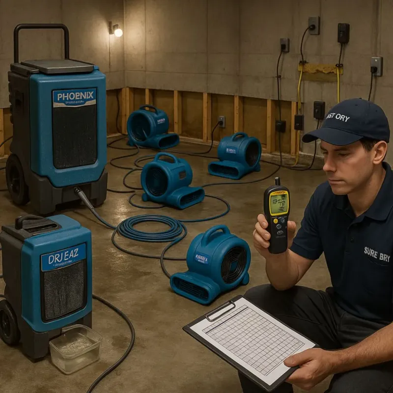 Structural Drying and Dehumidification process in Bucksport, ME